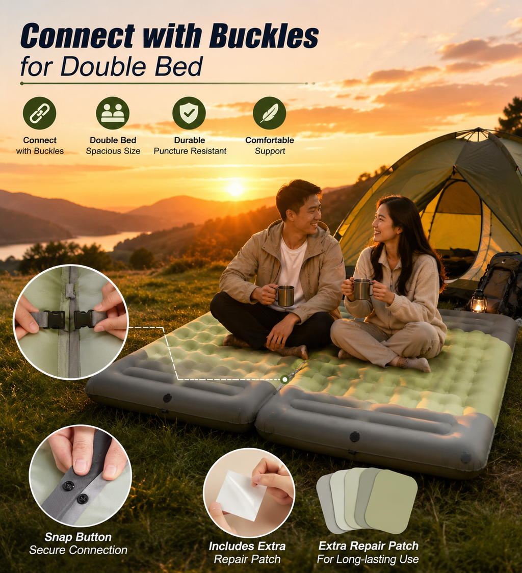 Automatic Inflatable Camping Mattress with Pillow and Built-in Foot Pump