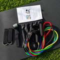 Flexible resistance bands kit with a yoga mat for outdoor workouts, ideal for strength training, home fitness, camping and travel.