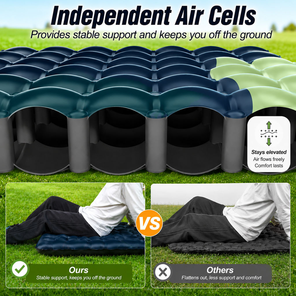 Automatic Inflatable Camping Mattress with Pillow and Built-in Foot Pump
