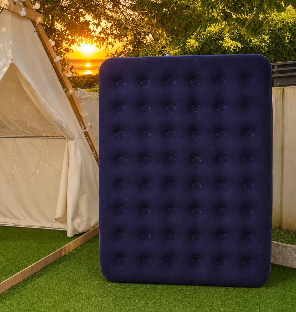 Portable Flocked Inflatable Air Mattress for Camping & Home Use