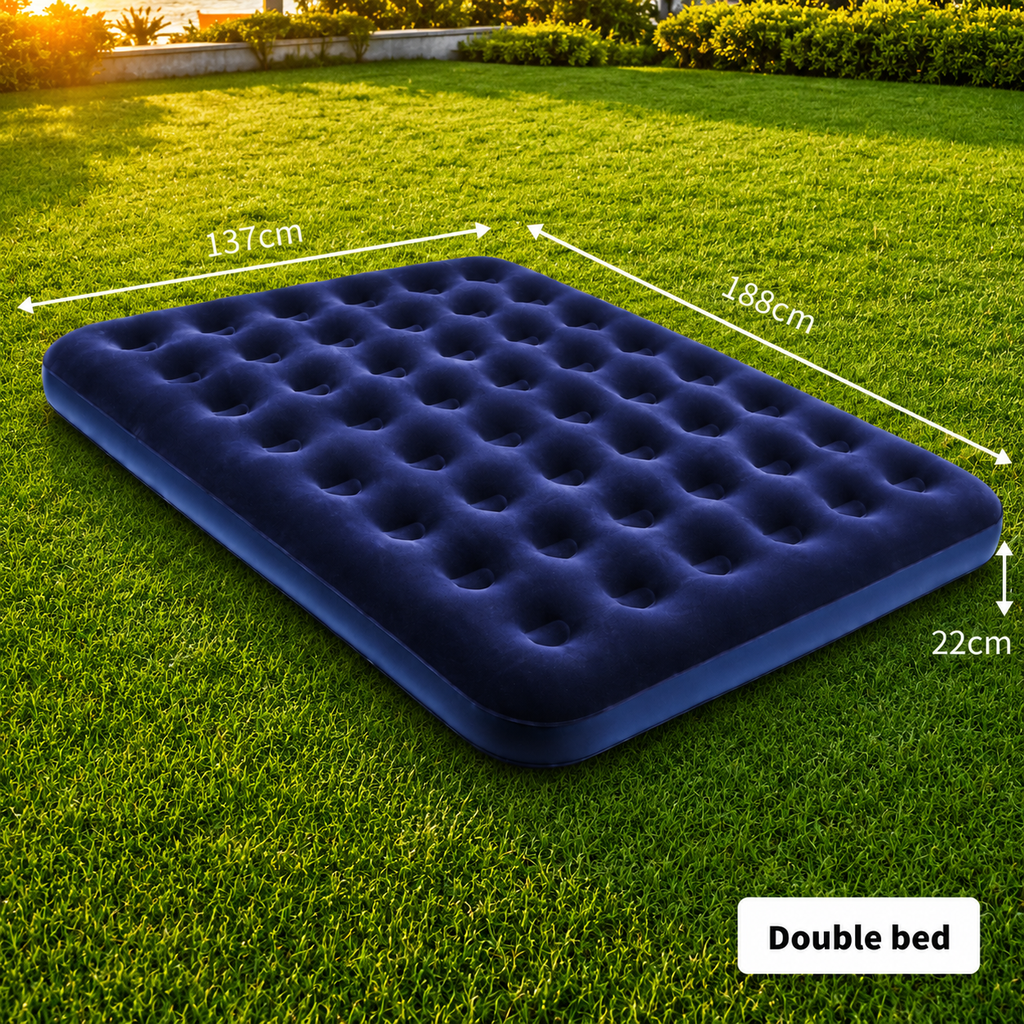 Portable Flocked Inflatable Air Mattress for Camping & Home Use