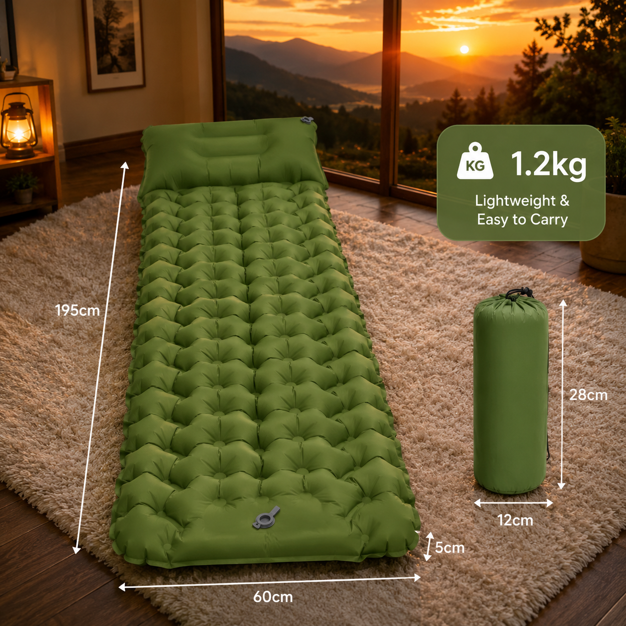 Shop lightweight camping sleeping mats weighing 1.2 kg, designed for compact packing, comfort and reliable support during camping, hiking and outdoor adventures.