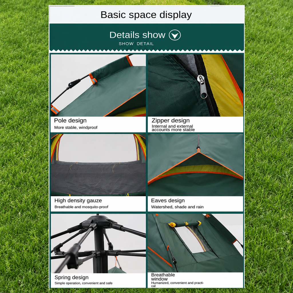 Portable Quick Opening Rainproof Camping Tent for Outdoor